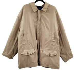 Vintage Brooks Brothers Beige Coat Long-sleeve Quilted Lining Full Zip Men's XL